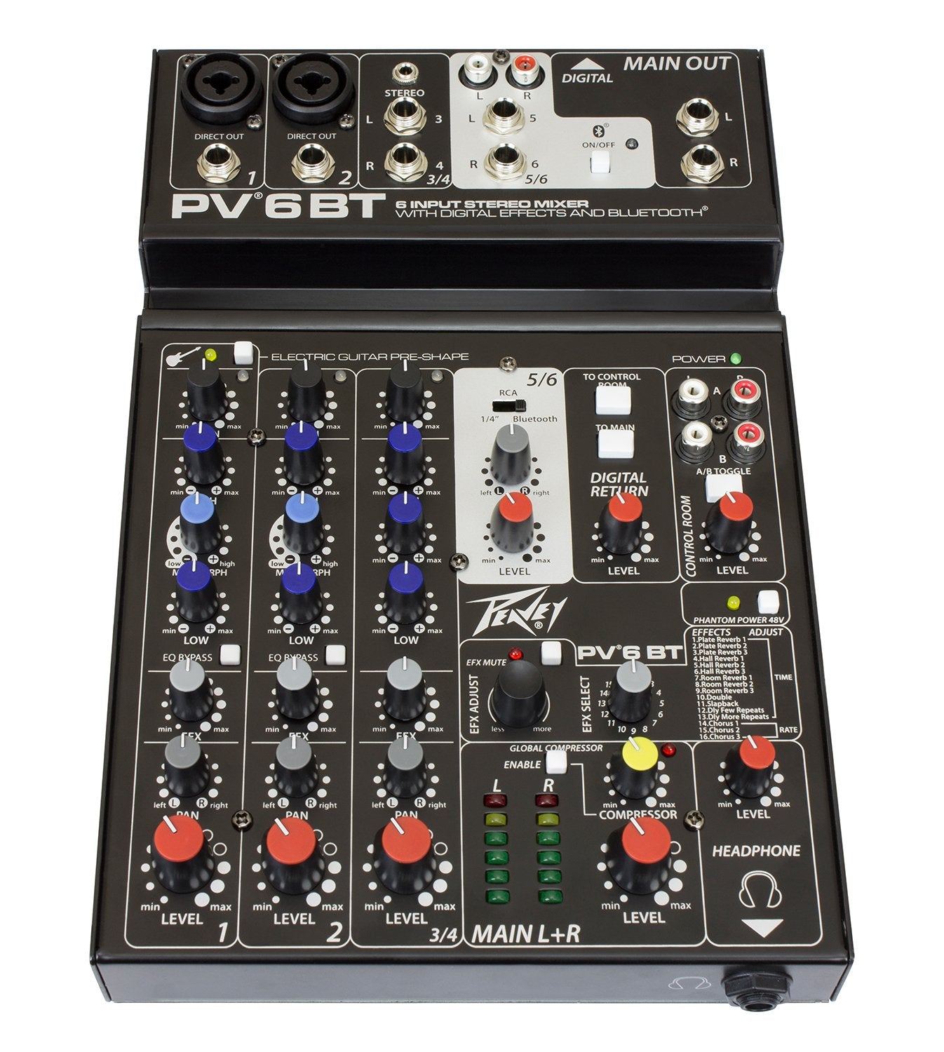 Peavey PV6 BT 6 Channel Compact Mixer with Bluetooth