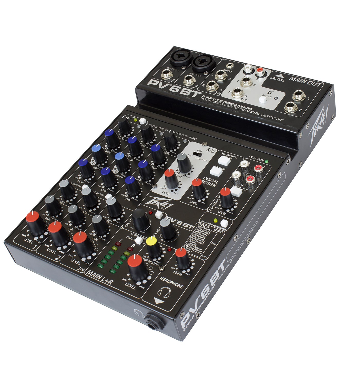 Peavey PV6 BT 6 Channel Compact Mixer with Bluetooth