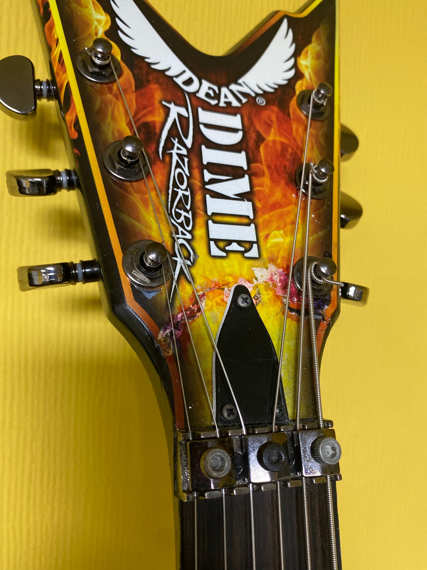 Dean Dime Razorback Explosion/Fire Finish & Hard Case - Floyd Rose, Left Handed