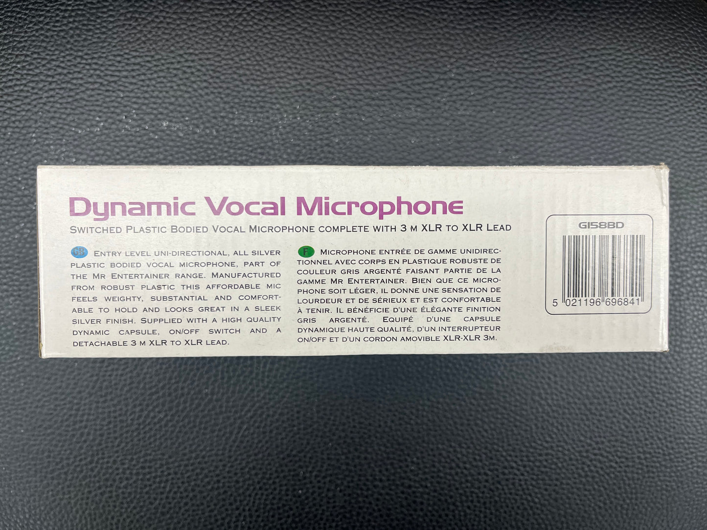 Mr Entertainer Dynamic Vocal Microphone & 3M XLR to Jack Lead