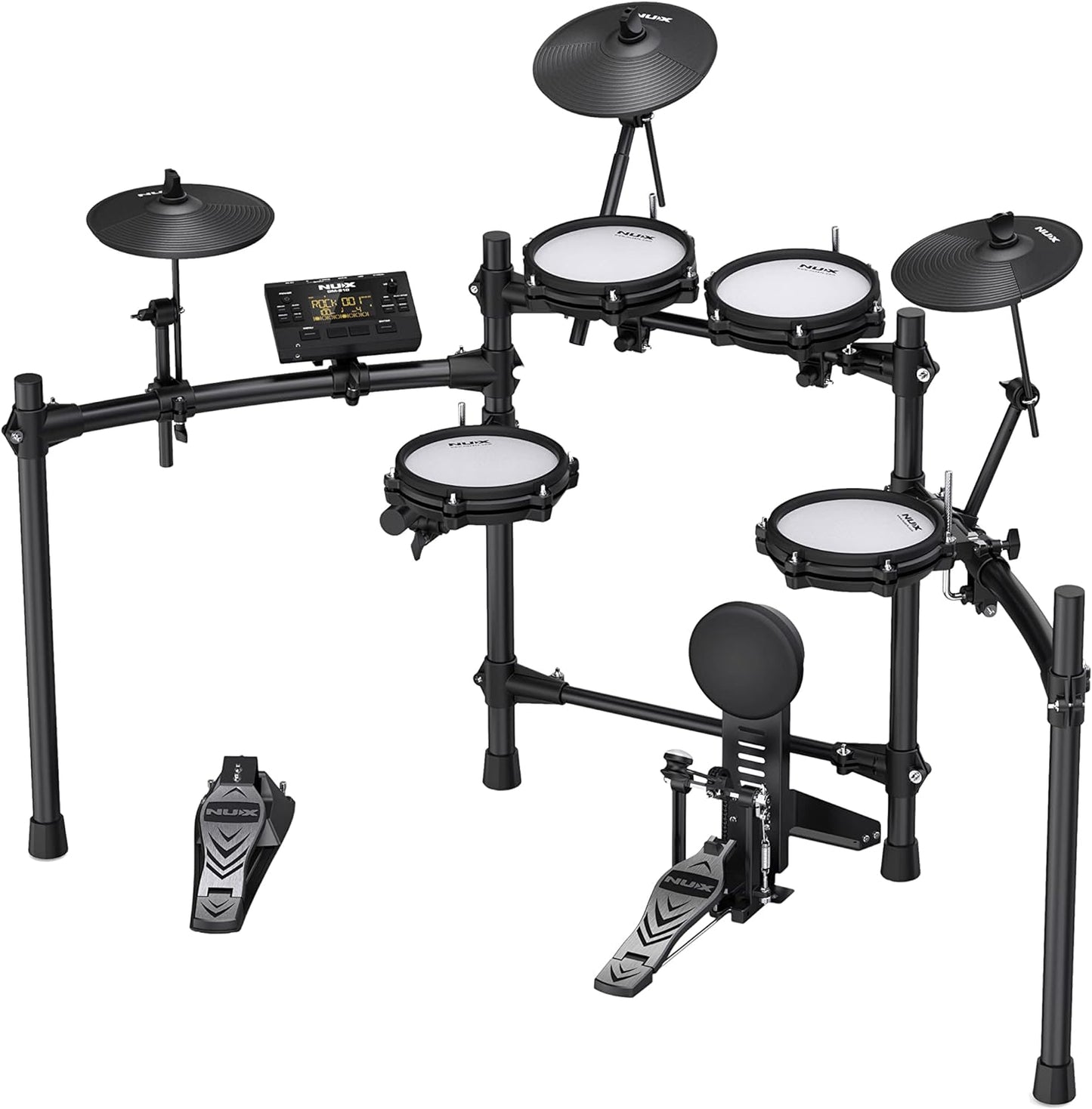 NUX DM-210 Digital Drum Kit w/Mesh Heads (Aux, Bluetooth, Coach Function, MIDI USB & Headphone Output) - Black