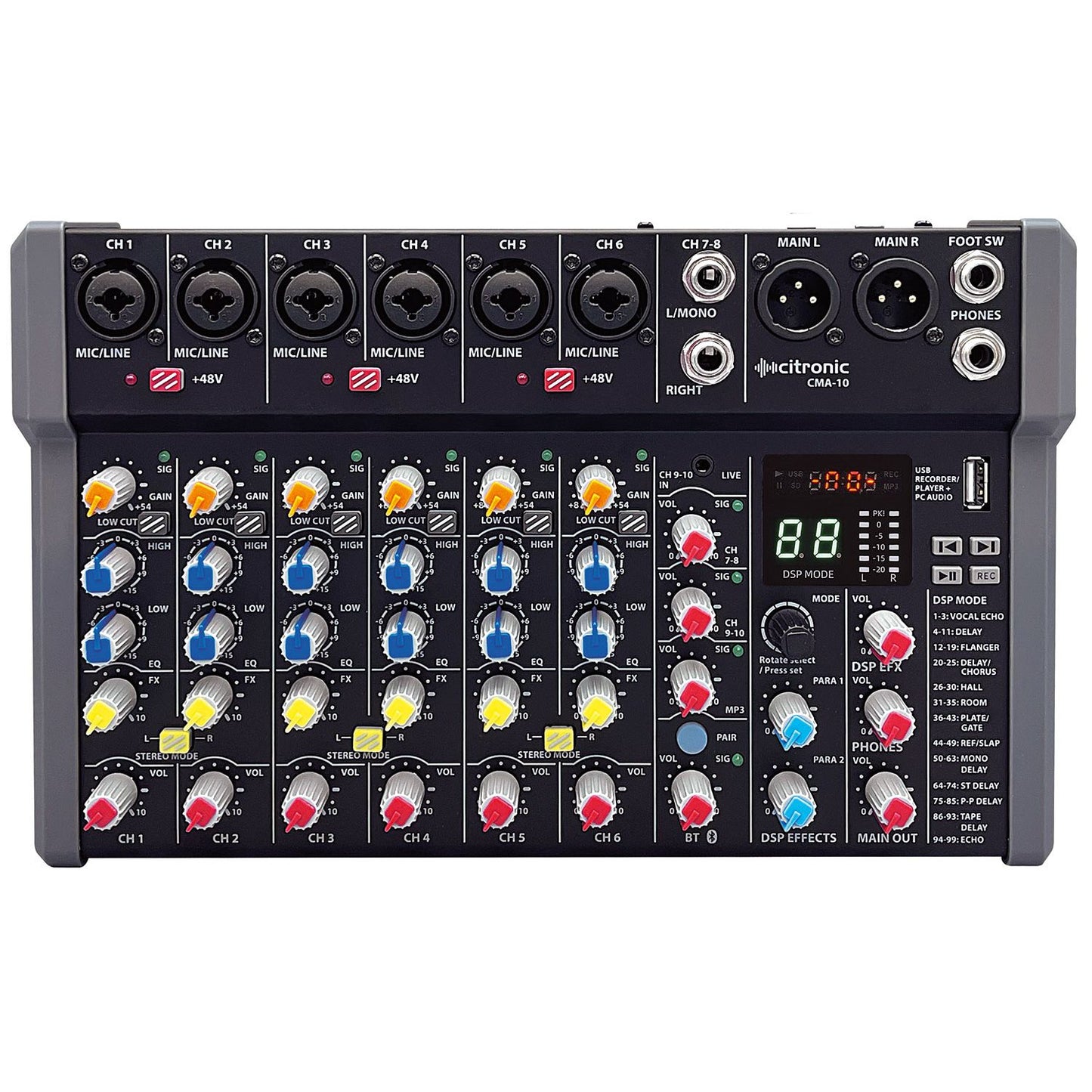 Citronic CMC-series 10 Channel Mixing Console - DSP & USB/PC/BT Player