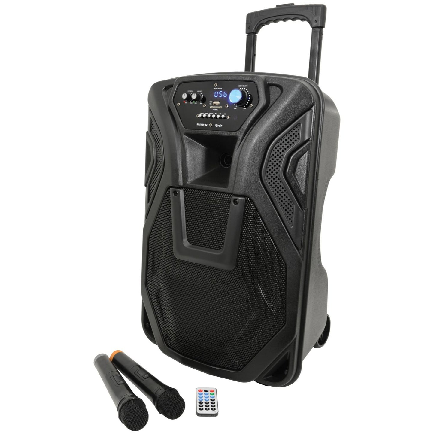 QTX BUSKER-12 12" Busker PA with VHF Mics & Media Player