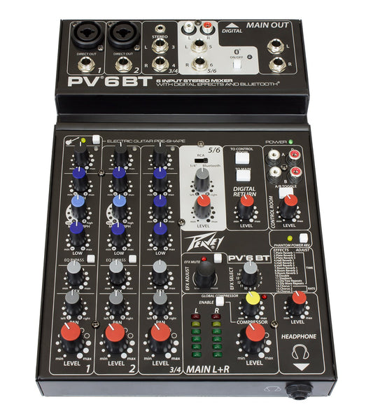 Peavey PV6 BT 6 Channel Compact Mixer with Bluetooth