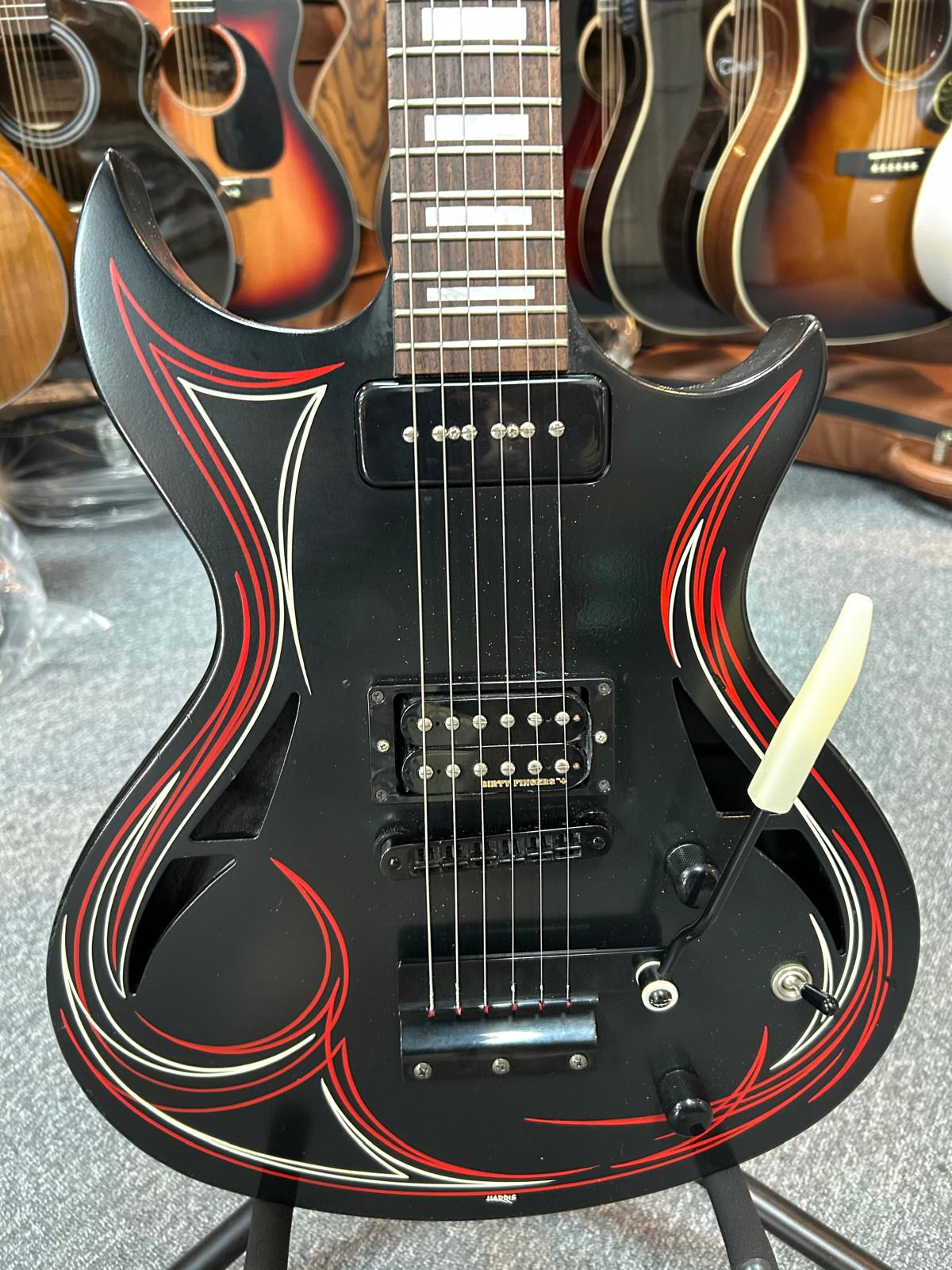 Gibson N-225 Nighthawk Guitar & Hard Case - Ebony/Rick Harris Pinstripe *Limited Edition*