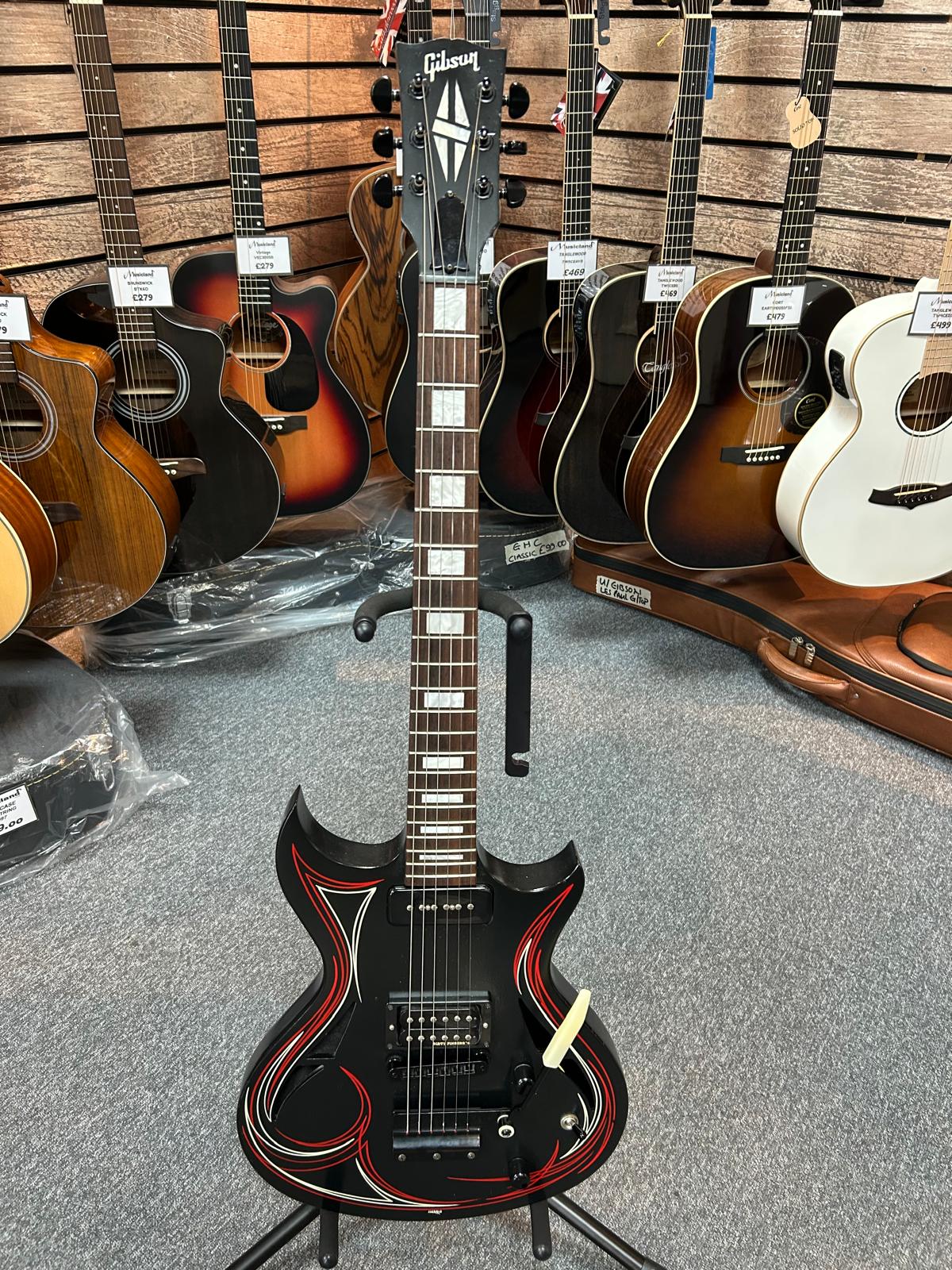 Gibson N-225 Nighthawk Guitar & Hard Case - Ebony/Rick Harris Pinstripe *Limited Edition*