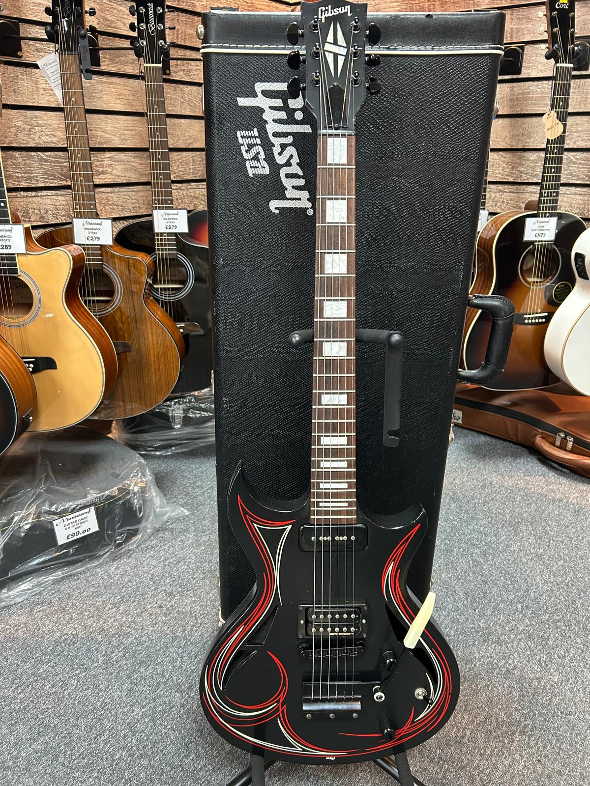 Gibson N-225 Nighthawk Guitar & Hard Case - Ebony/Rick Harris Pinstripe *Limited Edition*