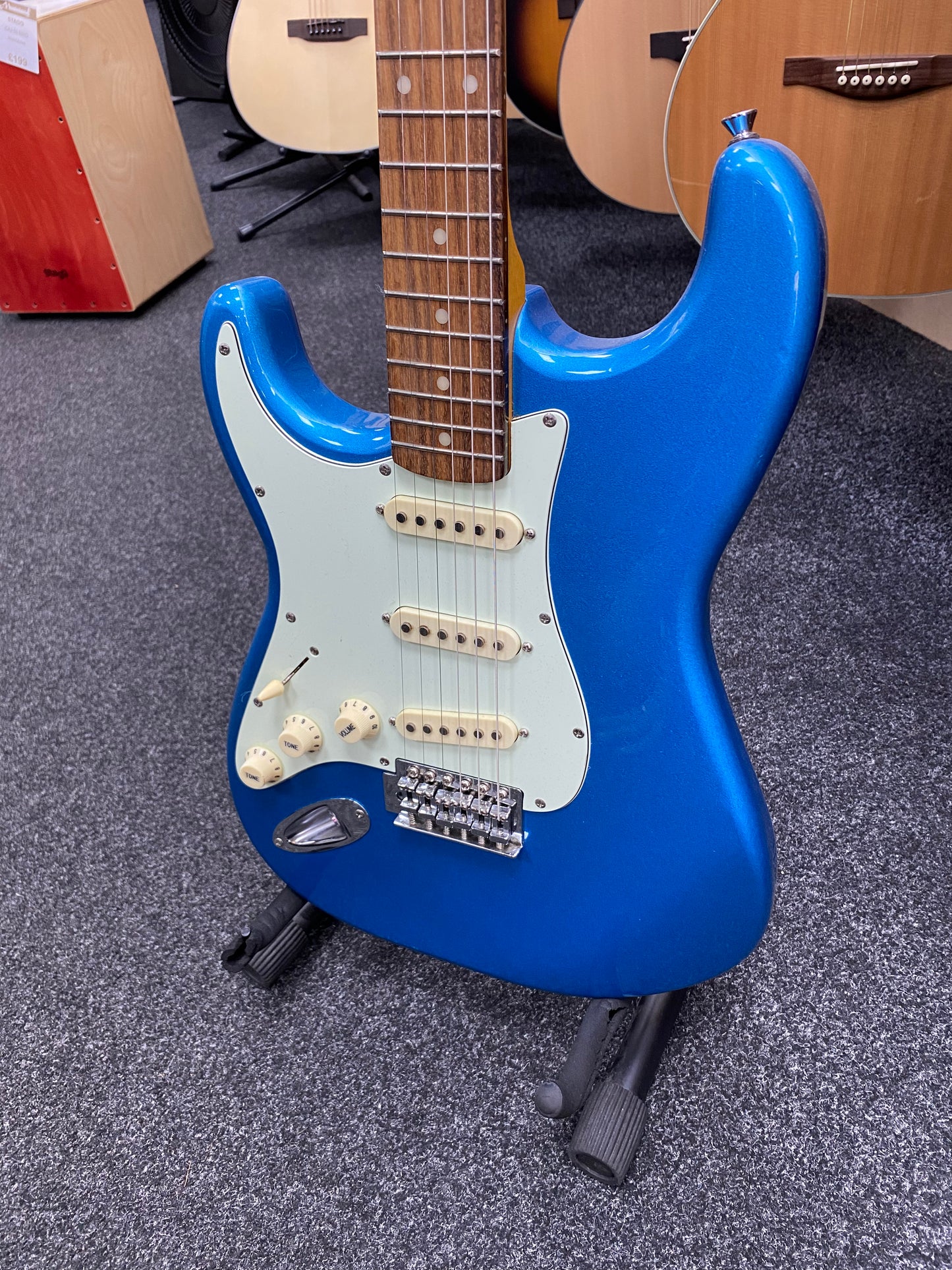 Jim Deacon Metallic Blue Stratocaster Guitar - Left Handed