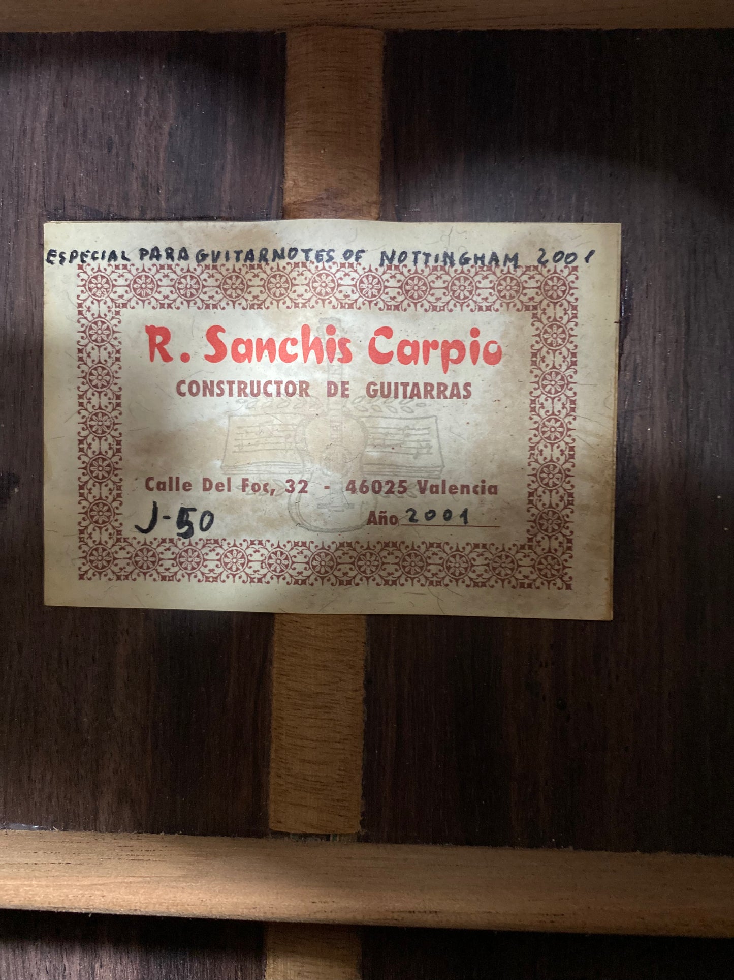 R. Sanchis Carpio Hand Made Classical Guitar 2001