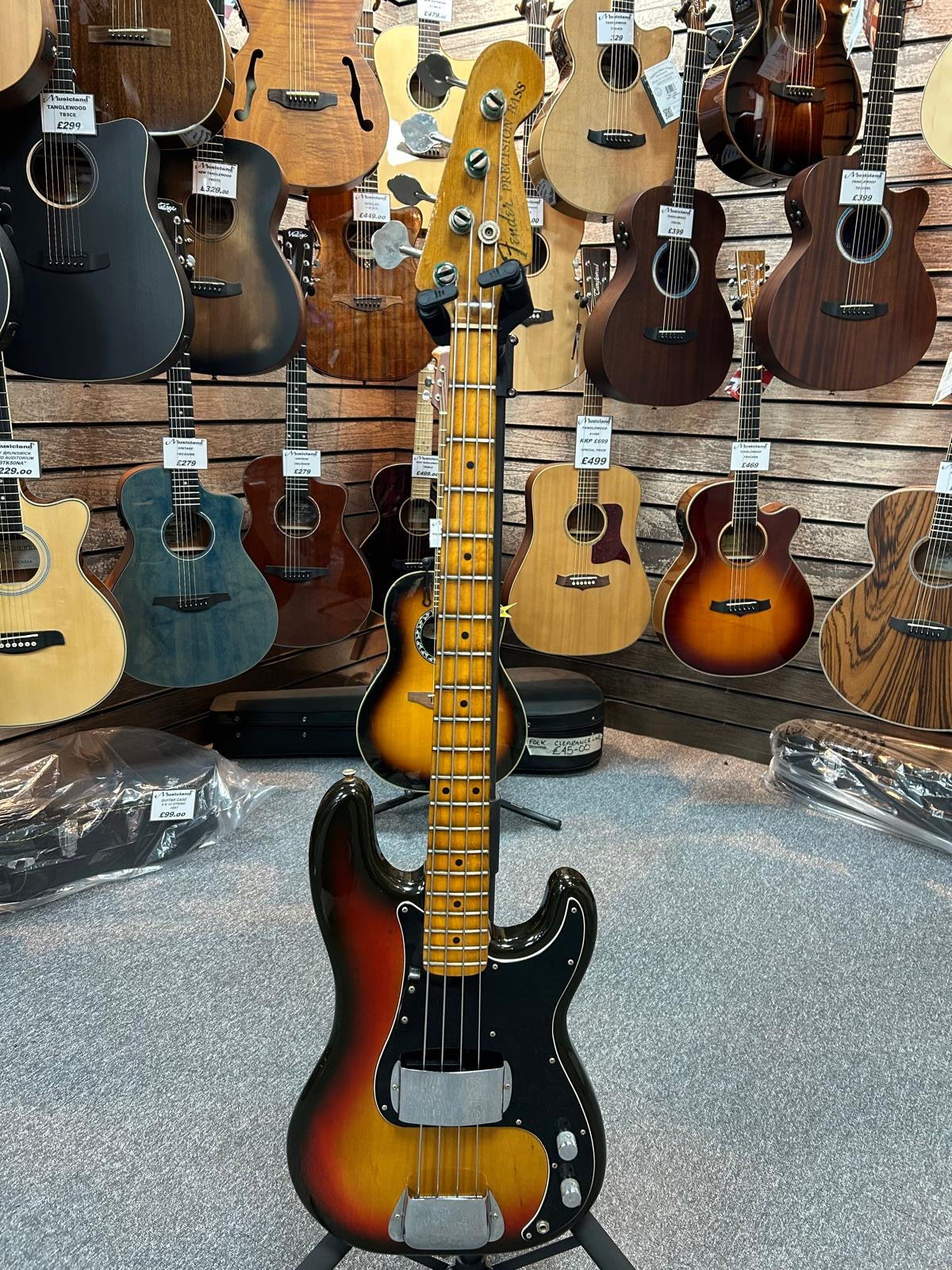 Vintage 1975 Sunburst Fender Precision P Bass & Hard Case