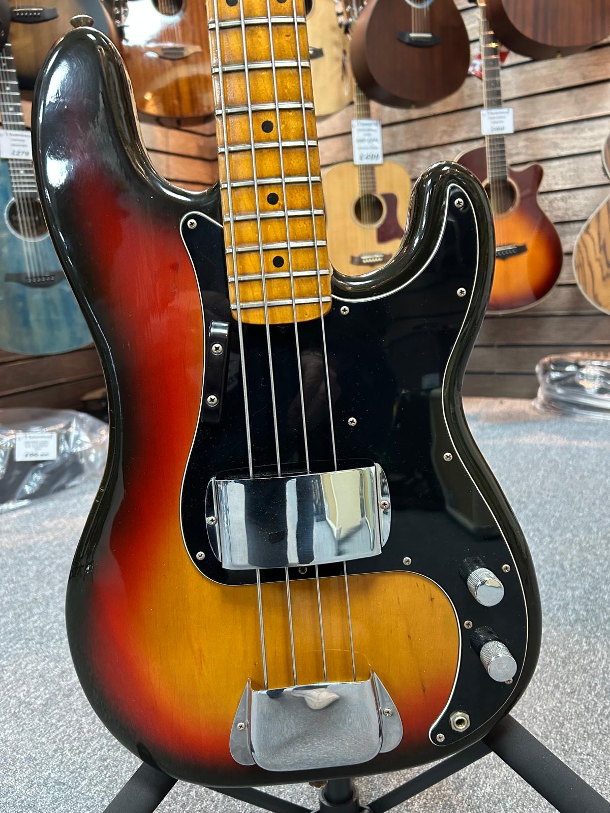 Vintage 1975 Sunburst Fender Precision P Bass & Hard Case