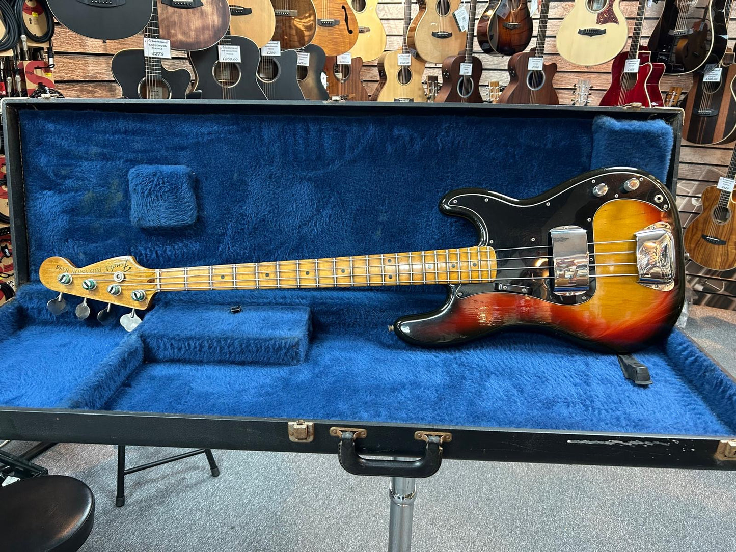 Vintage 1975 Sunburst Fender Precision P Bass & Hard Case