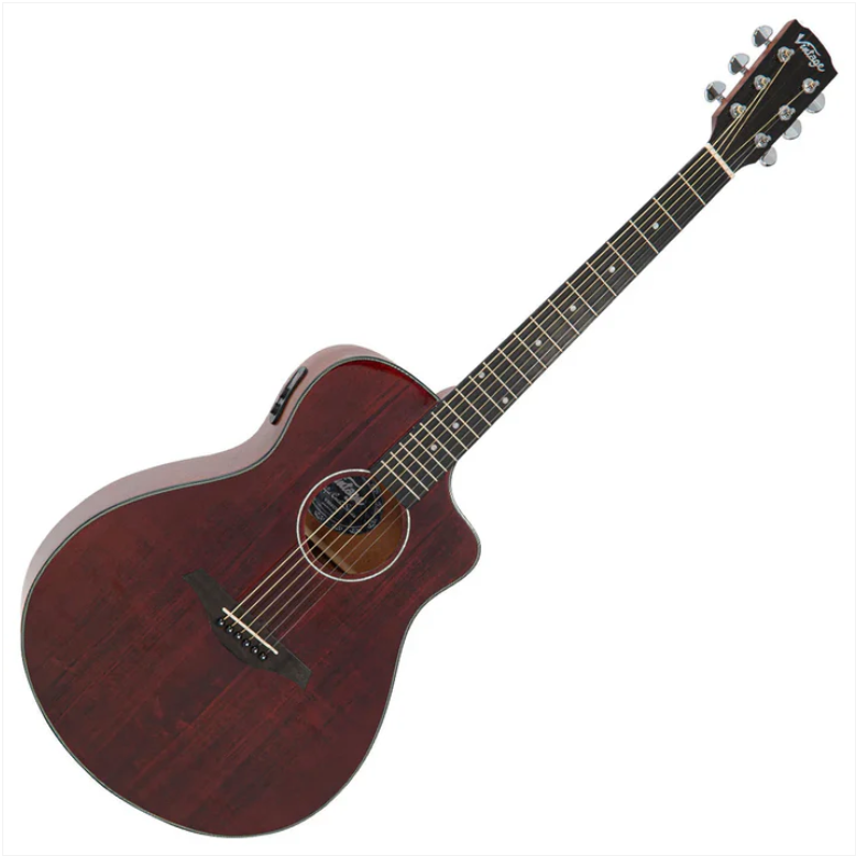 Vintage VEC300CR Electro Acoustic guitar - Crimson Red