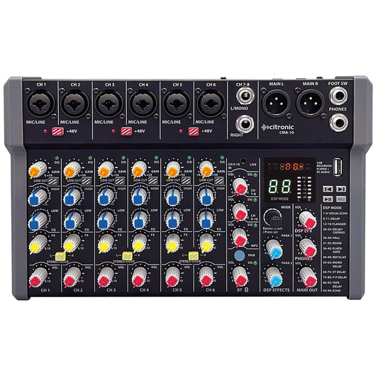 Citronic CMC-series 10 Channel Mixing Console - DSP & USB/PC/BT Player