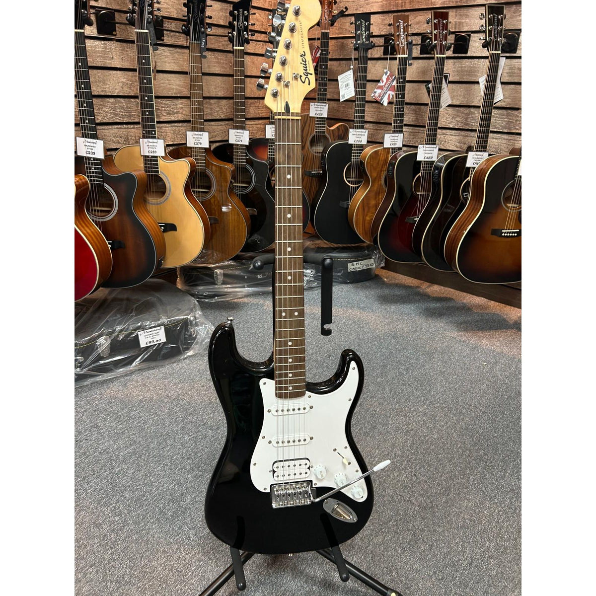 Squier by Fender Black HSS Stratocaster Guitar
